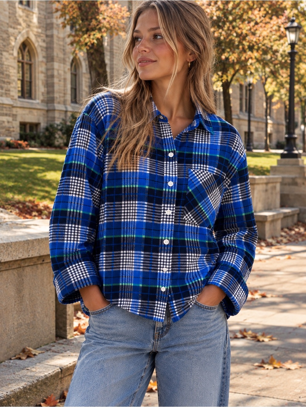 Aerie Plaid Flannel Shirt Medium | Cotton Viscose